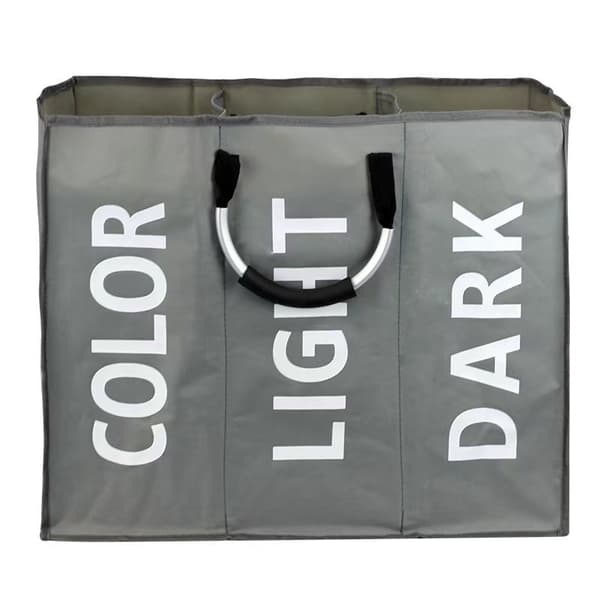 Double Laundry Hamper with Lid and Removable Laundry Bags Light Gray Light Gray L