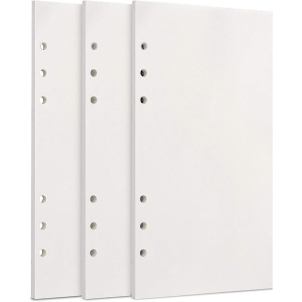 A6 Refill Paper, 3-pack 100GSM Tjockt Refill Papper 6 Håls Fyllnadsinlägg Lösbladspapper 135 Ark (270 Sidor)