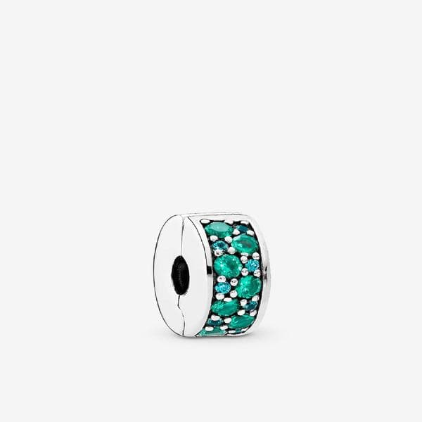 Pandora - Teal Pavé -klipsihelmi - Sterlinghopea