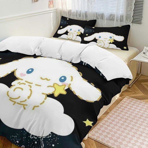 v774 Cinnamoroll 3-delt Twin Sengesæt - Inkluderer 1 Enkelt Dyne og 2 Pudebetræk - Falmebestandig Mikrofiber - Cinnamoroll io774 240x260cm 94x102in