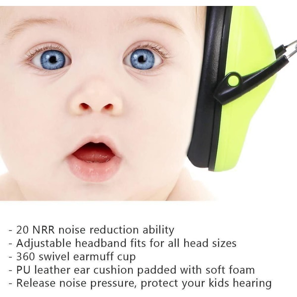Justerbara hopfällbara hörselskydd för barn Bullerreducerande hörselskydd hörselkåpor Green