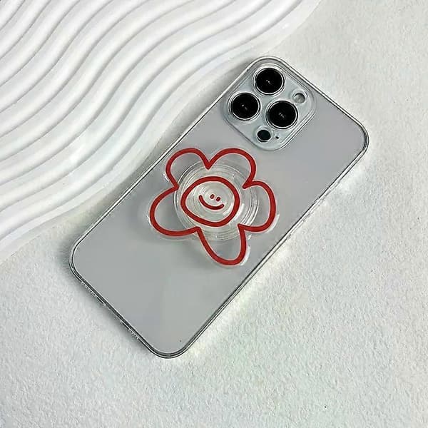 Original design uttryck blomma mobiltelefonhållare Populärt Socket-grepp Vikbart lat stativ Enkel stil röd