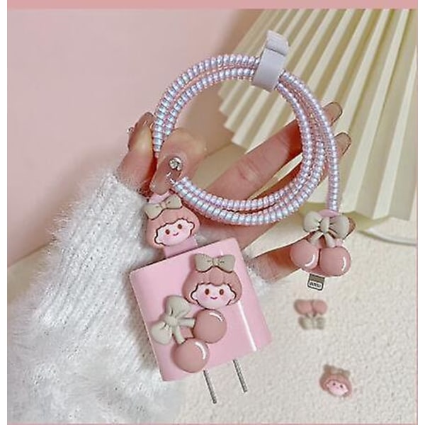 Cable Head Charger Protector For Iphone,headphone Winding Device pink Without headphone cord