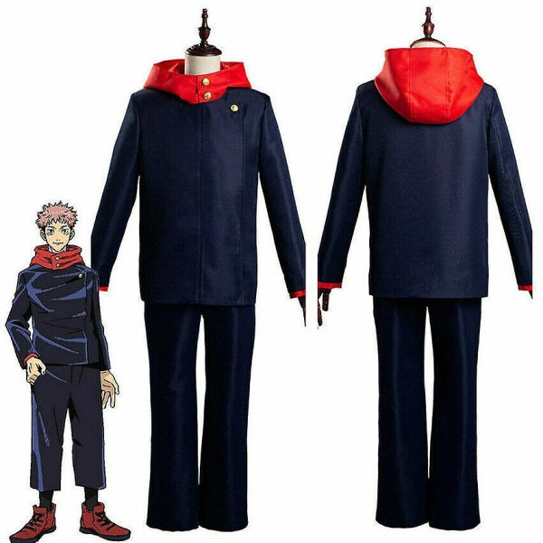 Blå Jujutsu Kaisen Yuji Itadori Cosplay Kostyme Uniform Halloween Dress XL