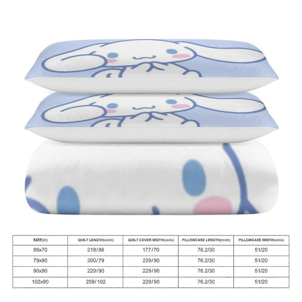 v1260 Cinnamoroll Täcke Set Tjockt Mjukt 3 Delars Sängklädesset Året Runt Täcke med 2 Örngott för Vuxna Kvinnor Flickor Tonåringar Hem Rum Inredning io 240x260cm 94x102in