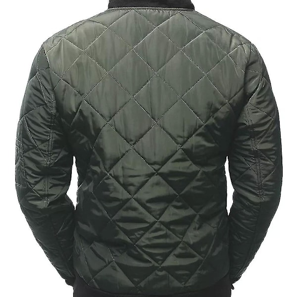 Herre Quiltet Foret Puffer Jakke Bomber Vinter Varm Lynlås Frakke Military green 3XL