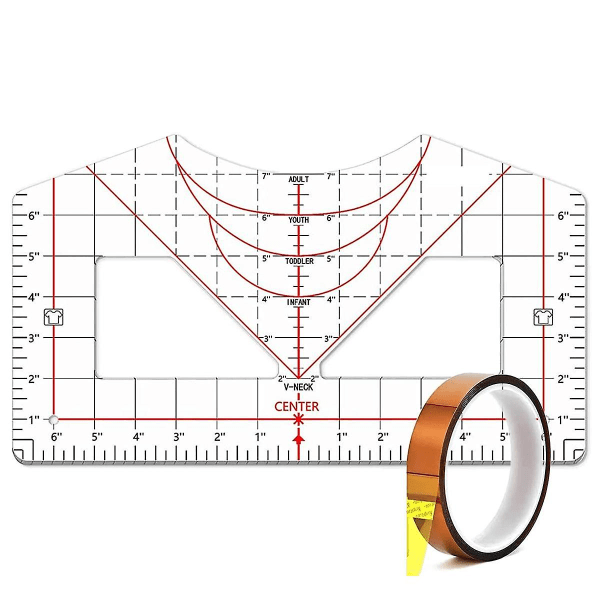 T-paita viivaimen opas vinyylin kohdistamiseen, T-paita viivain keskittää design T-paita mittaustyökalu