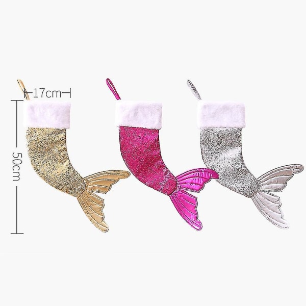 1 stk Sequin Fishtail Jule Strømpe Dekorasjon Gaveposer   Yi