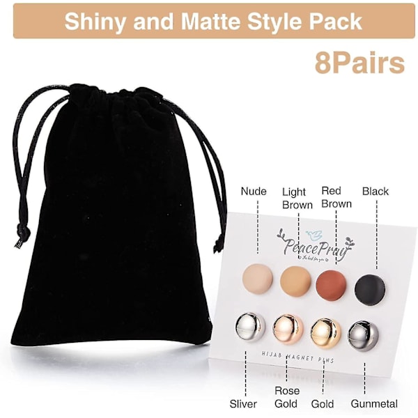 8 st hijab magnetiska stift, multi-use hijab magneter utan hakar, multi-use sjal hijab magneter för kvinnor muslimska Fiis