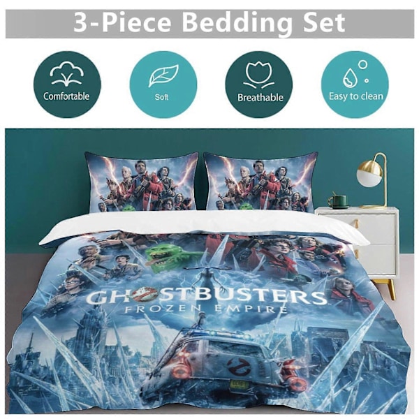 x6 Ghostbusters 3-osainen vuodevaatesetti Lämmin ja mukava pehmeä pussilakanasetti 1 pussilakanalla ja 2 tyynyliinalla makuuhuoneeseen b6 200x200cm 78x78in