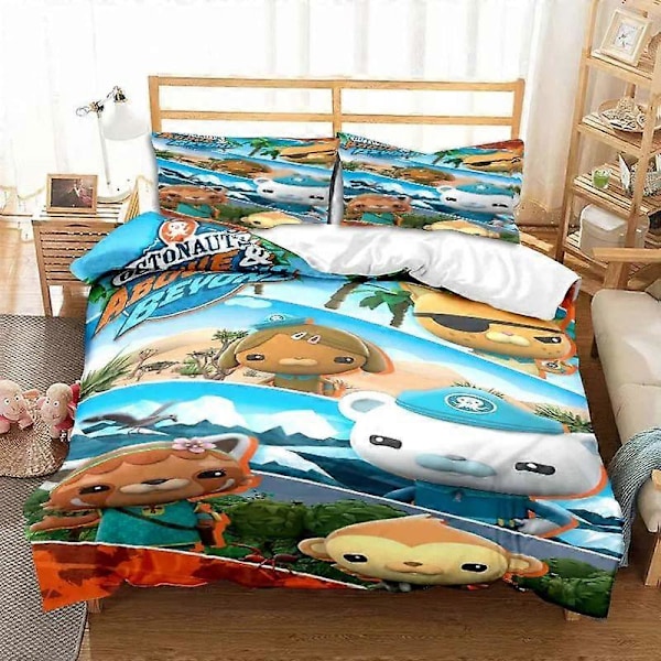 v182 Sängkläder Tecknade Octonauts Sängset, Påslakan Täcke Sängset Quilt Örngott, King Queen Twin Storlek Pojkar Flickor Vuxna 3-Delars Säng 200x200cm 78x78in