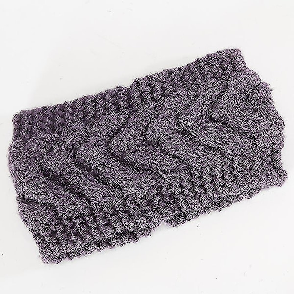 Winter Headband Wool Cable Knit Headband Hair Wrap Ear Warmer For Women (purple)