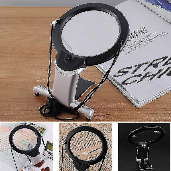 2 Lupe Lesebrille Forstørrelsesglass X2 Og X6 Forstørrende Belysende Led Håndfri Nakkestropp For Brodering Lesing Bok Sying Cr