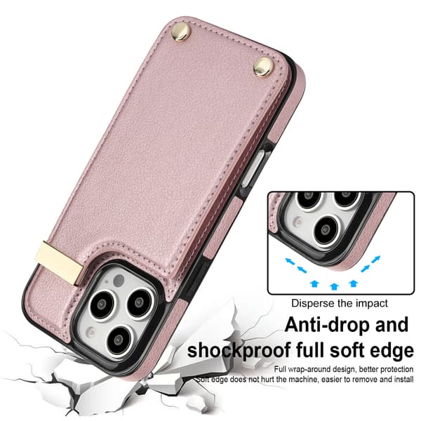 iPhone 12 Case with Card Holder - Rose Gold