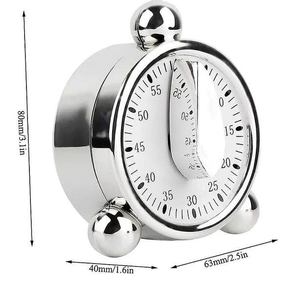 60 minutters køkkenur, mekanisk timer til børn, manuel timer til madlavning, læring (sølv) (hy)