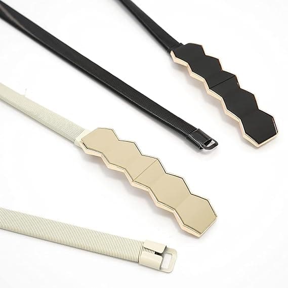 Stykker Metall Stretch Elastisk Midjebelte Smalt Tyndt Belte for Kvinner Kjole