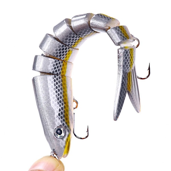 Fiskedrag 8-segment fisk abborre minnow swimbait bete krok bete vevbete Blue