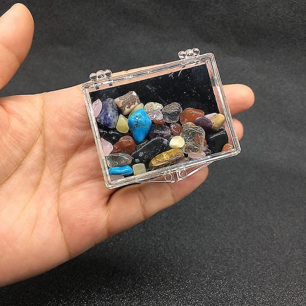 Treasure Of Earth Tumlede polerede naturlige ædelstene Bland farver i æske Mineralprøver Krystal råsten til samlingsgave 2 boxes