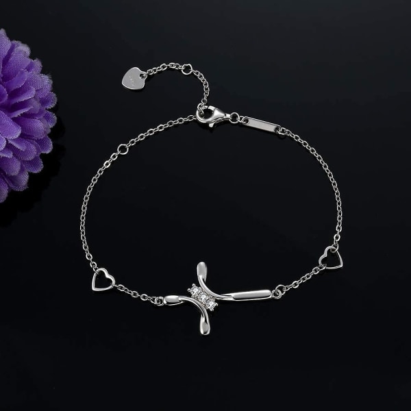 Elefantfotlänkar / Armband / Halsband för kvinnor 925 Sterling Silver Elefanter Smycken Three-CZ-Cross Bracelet