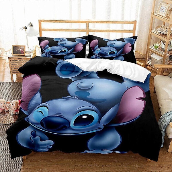 a654 Sengesæt Lilo & Stitch Dynebetræk Sæt Blødt Super Sengetøj 3-delt Sengesæt (1 Dynebetræk + 2 Pudebetræk) Tm654 220x240cm 94x102in