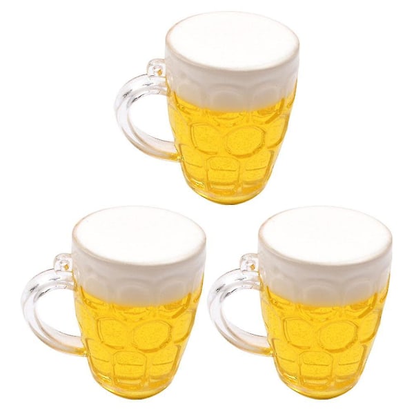 3pcs Simulation Beer Glass Cake Decoration Father's Day Cake Accessories Yellow