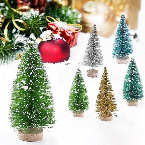 12 st Mini Julgran Tall Tall DIY Juldekorationer För Hembord Navidad Julpynt Nyårsdekor Barn Present
