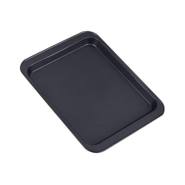 Bageplade 24 * 18 cm, non-stick bageplade i rustfrit stål, kagebageplade, ovn, roulade, kage (sort, lille) 【Regular】 Small black baking tray