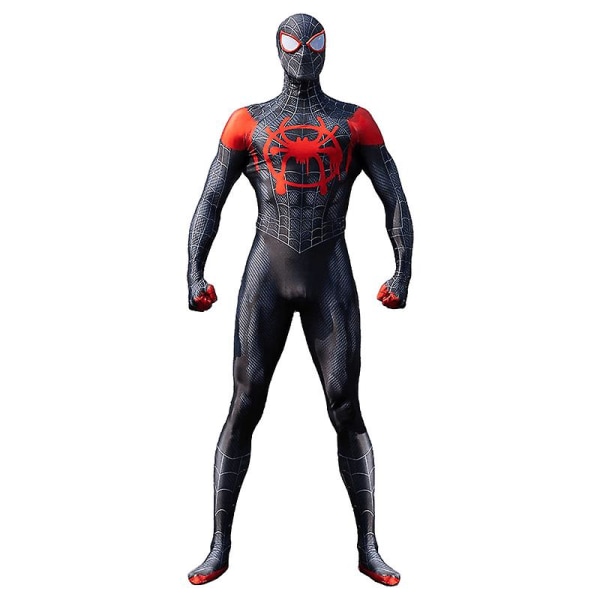 Miles Morales Spiderman Costume Mask Spider Man Miles Morales Cosplay Jumpsuit Body Halloween kostymer för Aldult Kids 110