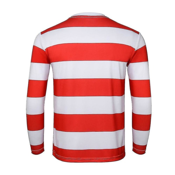 Wally Cosplay Kostume Til Voksne Waldo Rød Hvid Stribet T-Shirt Briller Hat Dragt Sæt Jul Cosplay Outfit Julegaver Whole Set L