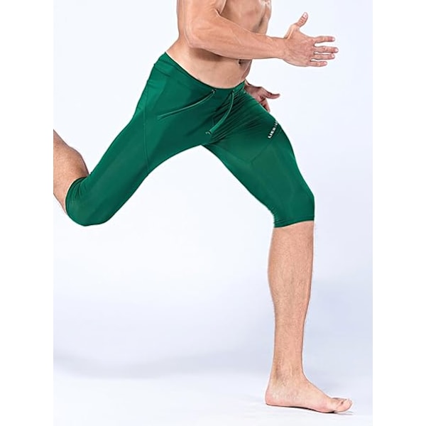 Herre Sports Shorts Kompresjonsbukser Bunn Lengde Svømmebukser Treningsstudio Trening Fitness Atletiske Shorts XL Green