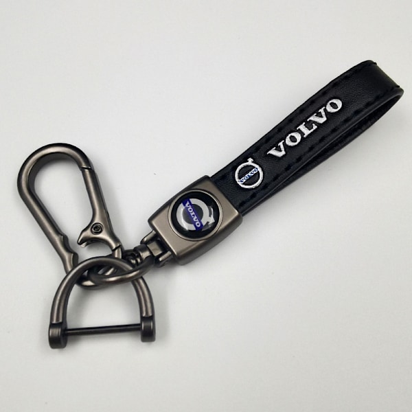 Lædernøglering til bil og cykel i metal | Holdbar nøglering | Nøglering og krogbeslag i sølv Sølv Hardware Sølv Hardware Silver Hardware Volvo