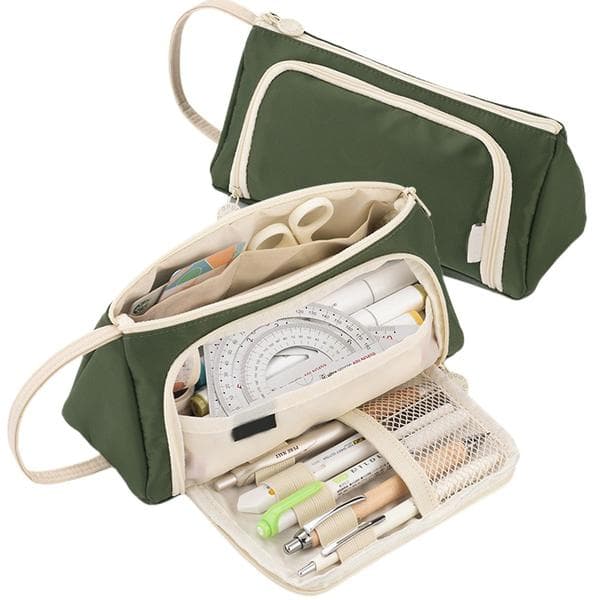 Pencil Case with Zipper and Multiple Compartments for School and Office 1