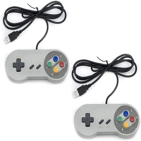 2-pack Wired USB Controllers - Compatible with SNES Emulators - Retro Gaming Joypads Gamepad - Suitable for Gaming PC, Computer, Laptop