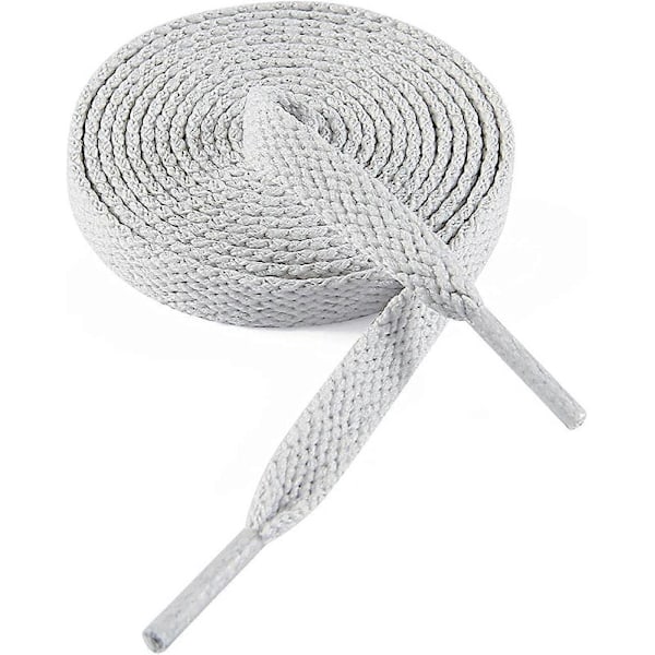Platta Skosnören 8mm Breda Skosnören för Sneakers Premium Träningsskosnören Ersättning för Atletiska Sportskosnören Vit Grå Vit Grå White Grey 35-  ( 90 cm )