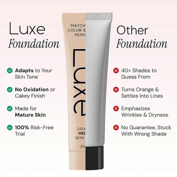 Luxury Research farveskiftende foundation make-up matcher perfekt hudfarve og tekstur 30ml (farve medium) Medium