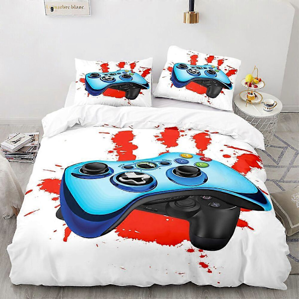 v5505 Sängkläder 3 Delar Gamepad Pojkar Sängklädesset Påslakan Örngott Storlek Sängkläder IU5505 135x200cm 53x78in