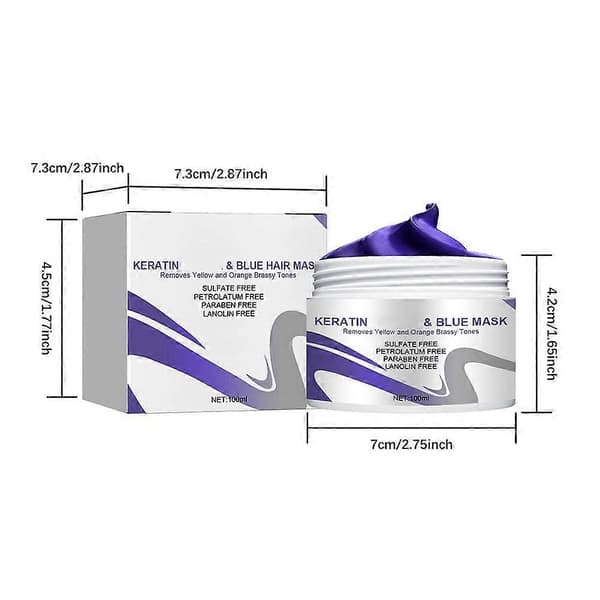 KERATIN & Blå Hårmaske Fjerner Gule og Ændrer Toner Messing R5U2 white 1pcs