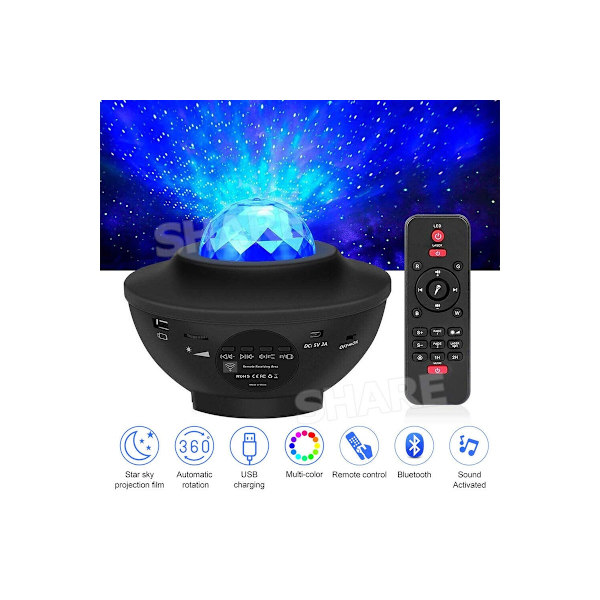Bluetooth LED-projektor havstjernenattlys