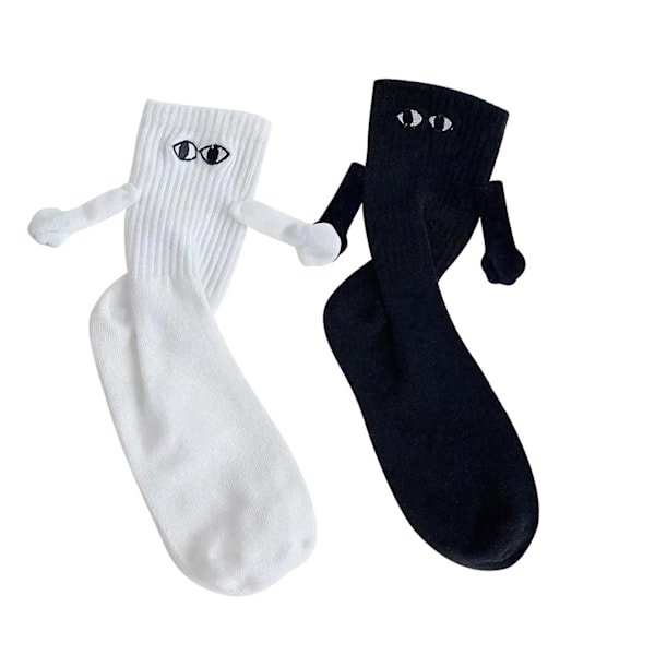 Hand-i-hand magnetiska handhållande strumpor personliga casual parstrumpor White