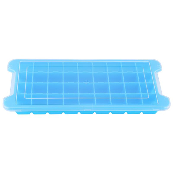36-Grid Ice Cubes with Lid Stackable Silicone Seal Ice Mold Kitchen Bar Accessory Blue 0.2