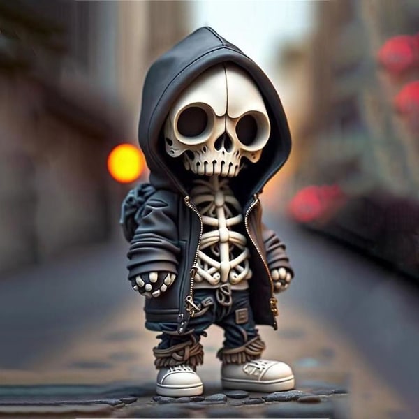 1/4 st Car Skeleton Figurine Skull Resin Statue Cool Skeleton Dekorativ För Skrivbord Dekor Display Auto Spegels Dekorationer A*B*C*D