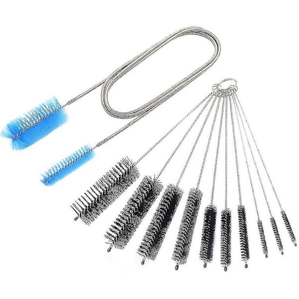 10-pack Multifunktionell Rengöringsborste Set, Flexibel Dubbel Borst Slangrengörare, Olika Storlekar Med Rostfritt Stål Långt Rör Rengöringsborstar