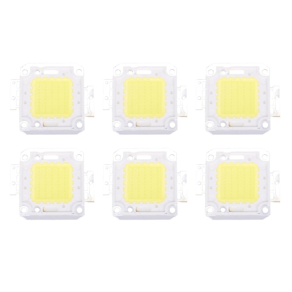 6x Høy Effekt 50w Led Chip Pære Lys Lampe Diy Hvit 3800lm 6500k