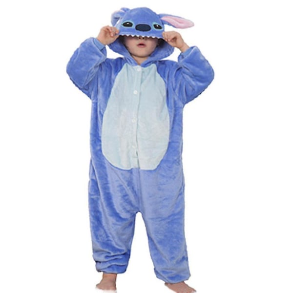 Halloween Barn Pyjamas med huva för pojkar och flickor / Stitch Onesie Cosplay-dräkt Maskeraddräkt Sovkläder 3-8 år Hög kvalitet Blue-Stitch 6-7 Years