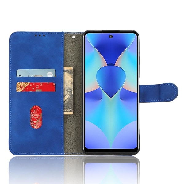 För Tecno Spark 10 Pro Skin-touch läder folio fodral plånbok stativ magnetiskt skyddande telefonfodral Blue Transsion Tecno Spark 10 Pro