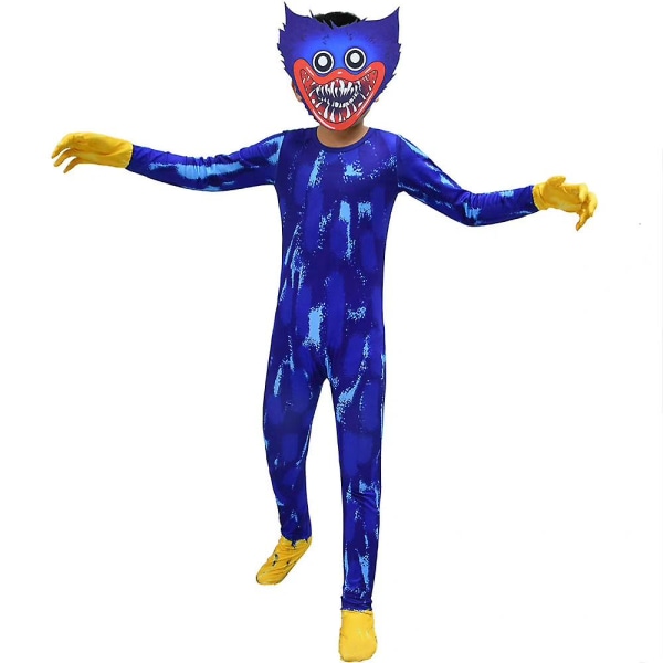 5-13 år Poppy Playtime Huggy Wuggy Barn Cosplay Festdrakt Jumpsuit Med Maske Hansker 12-13 Years