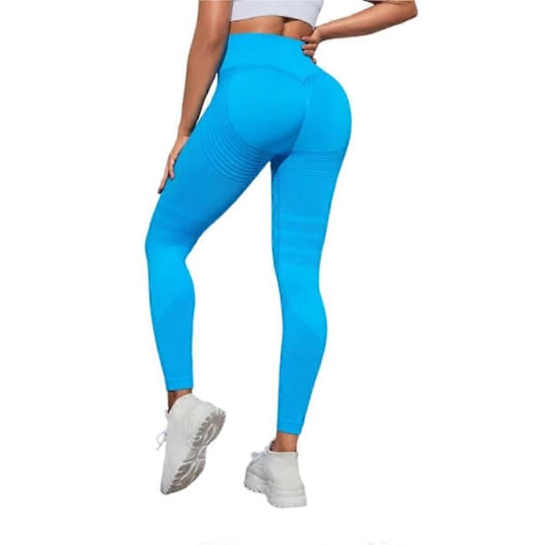 3D Cellulite Leggings - Høj talje, mavekontrol & numseløft M M Light Blue