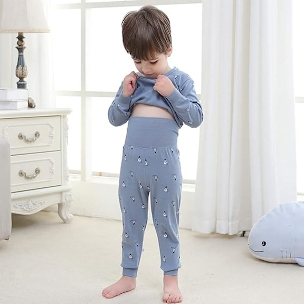 100% bomull baby pojkar pyjamas set långärmad sovkostym 80 Blue