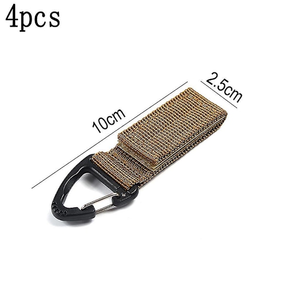 4 stk. Hengekarabinkrok Nylon Vevbånd Trekant Spenne Stroppklips for Ryggsekk Khaki