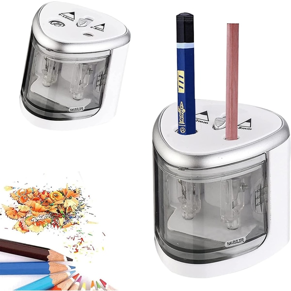 Automatisk elektrisk blyantspidser til børn, lærere, klasseværelser, ideel til tykke, store og tynde 6-8 mm, 9-12 mm farveblyanter